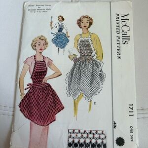 4/$50 McCall's 1711 Printed Apron sew Pattern 1952 🪡